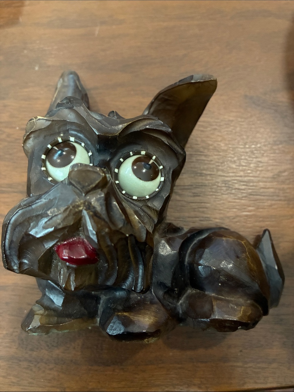 German Wooden Scottie Clock with Roving Eyes Vintage Collectible 1920’s Doggie